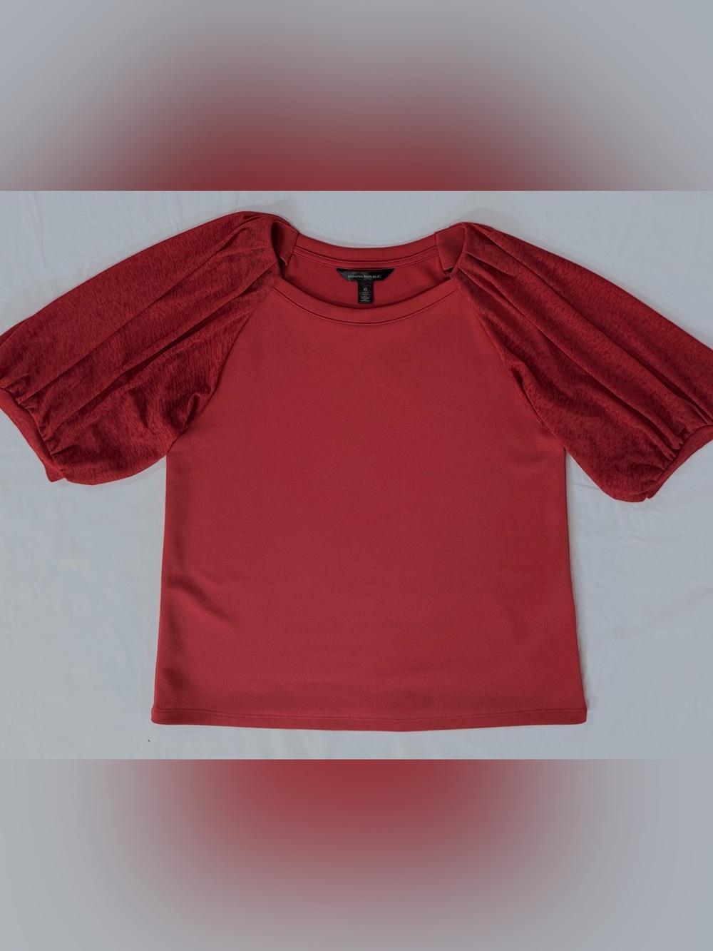 Banana Republic Coral Puff-Sleeve Short-Sleeve Top XS Excellent Condition